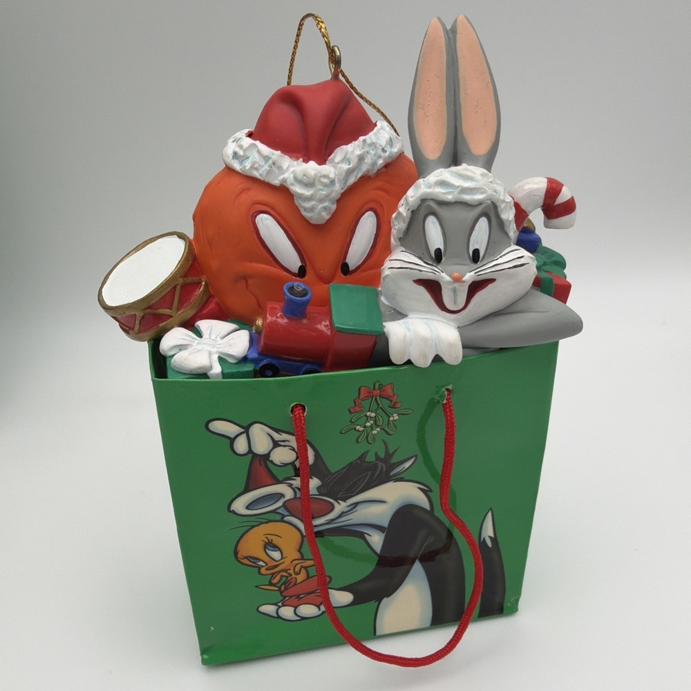 Vintage Warner Bros Store Looney Tunes Bugs Bunny Holiday Bag Christmas Ornament - Picture 2 of 8